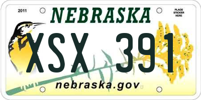 NE license plate XSX391