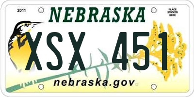 NE license plate XSX451