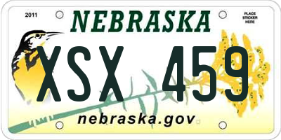 NE license plate XSX459