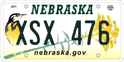 NE license plate XSX476