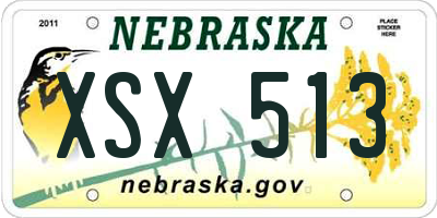 NE license plate XSX513