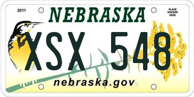 NE license plate XSX548