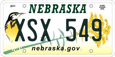 NE license plate XSX549