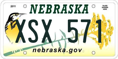 NE license plate XSX571