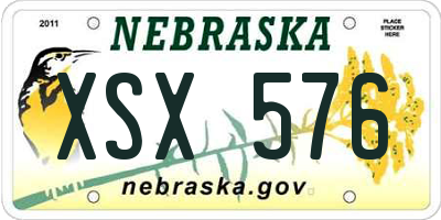 NE license plate XSX576