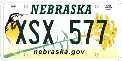 NE license plate XSX577