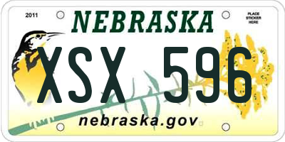 NE license plate XSX596