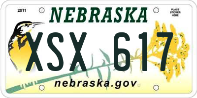 NE license plate XSX617