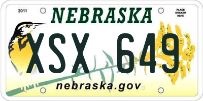 NE license plate XSX649