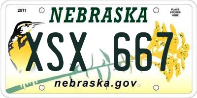 NE license plate XSX667
