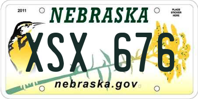 NE license plate XSX676