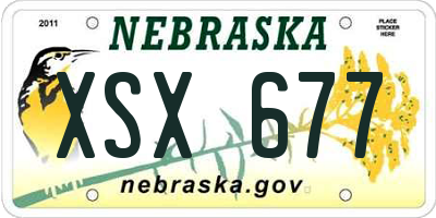 NE license plate XSX677