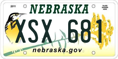 NE license plate XSX681