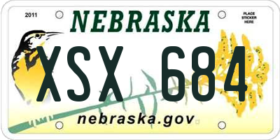 NE license plate XSX684