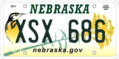 NE license plate XSX686