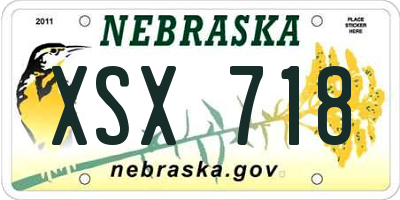 NE license plate XSX718