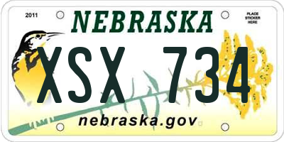 NE license plate XSX734