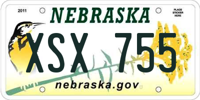 NE license plate XSX755