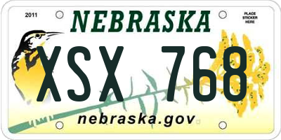 NE license plate XSX768