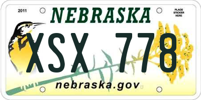NE license plate XSX778