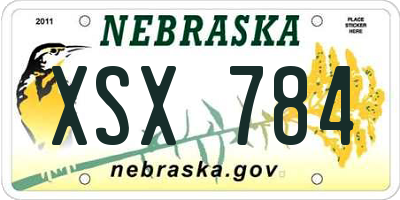 NE license plate XSX784