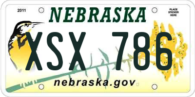 NE license plate XSX786