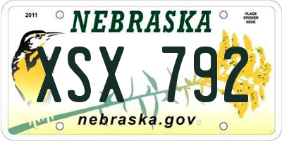 NE license plate XSX792