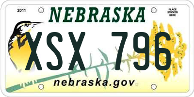NE license plate XSX796