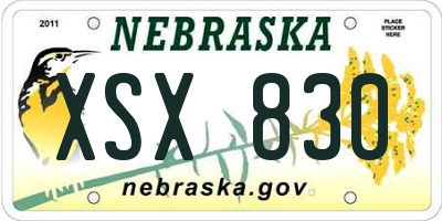 NE license plate XSX830