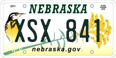 NE license plate XSX841