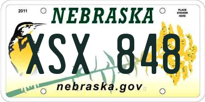 NE license plate XSX848