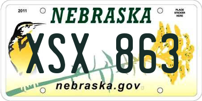 NE license plate XSX863