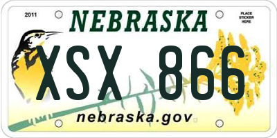 NE license plate XSX866