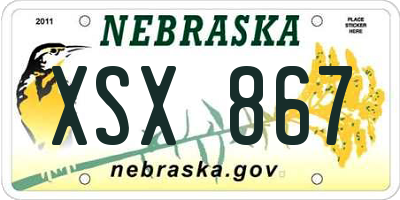 NE license plate XSX867