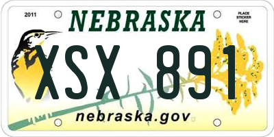 NE license plate XSX891