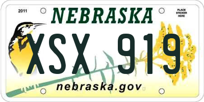 NE license plate XSX919