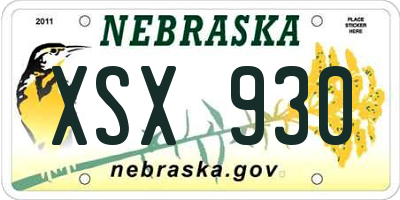 NE license plate XSX930