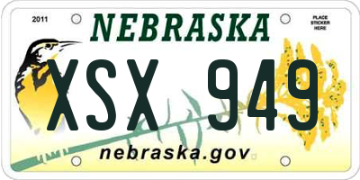 NE license plate XSX949