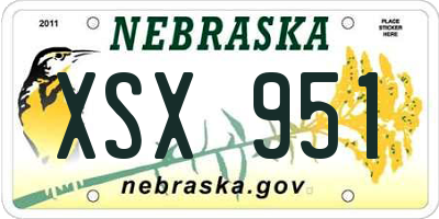 NE license plate XSX951