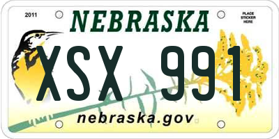 NE license plate XSX991