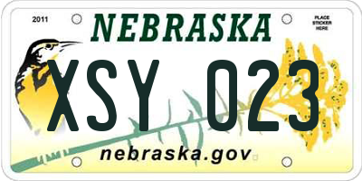 NE license plate XSY023