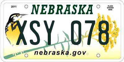 NE license plate XSY078