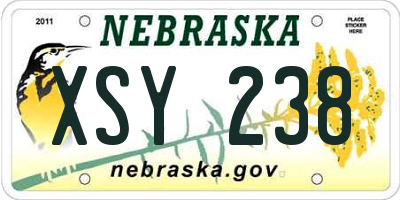 NE license plate XSY238