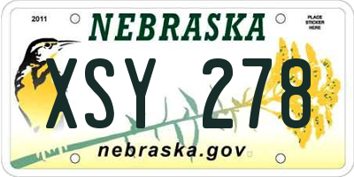 NE license plate XSY278