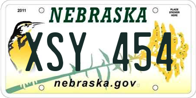 NE license plate XSY454