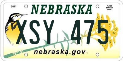 NE license plate XSY475