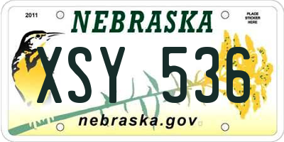 NE license plate XSY536