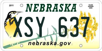 NE license plate XSY637
