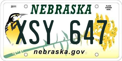 NE license plate XSY647