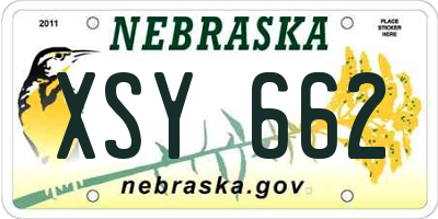 NE license plate XSY662
